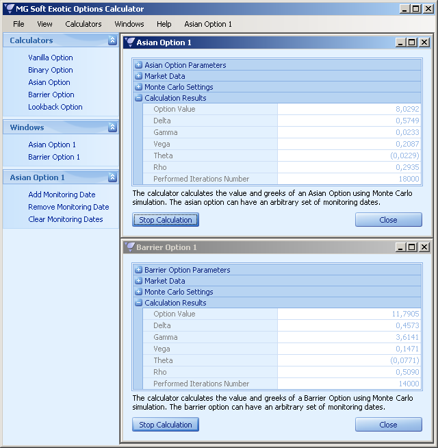 mg soft exotic option calculator